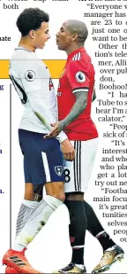  ??  ?? Flashpoint: Dele Alli clashes with England team-mate Ashley Young
