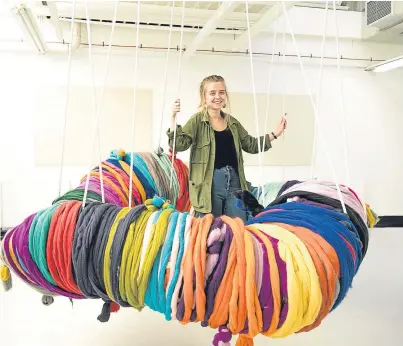  ??  ?? Shannon Murray with a giant pom-pom she is exhibiting.