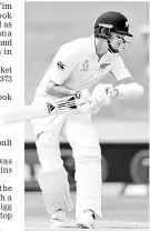  ??  ?? Tim Southee of New Zealand bats during day two of the second Test cricket match between New Zealand and the West Indies at Seddon Park in Hamilton. — AFP photo