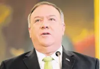  ?? AP ?? Secretary of State Mike Pompeo speaks during a news conference to announce the Trump administra­tion’s restoratio­n of sanctions on Iran yesterday.