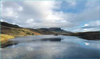  ??  ?? Above, the Old Man of Storr on Skye features in Ridley Scot’s 2012 film Prometheus; top right, Presenter Patsi Mackenzie meets up with Oban-born tv producer Peter MacQueen at the Ring of Bright Water site; below right, director Les Wilson visits Glencoe where scenes in Rob Roy were filmed.