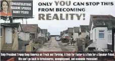  ??  ?? A campaign advert in Illinois depicting Jaywick Sands Facebook