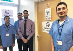 ??  ?? Pharmacist Krunal Vyas pictured with his team at Sheppey Community Hospital in Minster