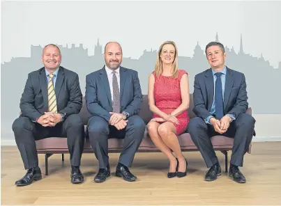  ??  ?? GROWING PLACES: Managing partner Graeme Allan, second left, with new recruits in Edinburgh, from left, Ricky Cowan, Lyn Calder and Fraser Porter
