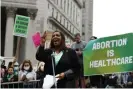  ?? Jason DeCrow/AP ?? New York attorney general Letitia James speaks at a rally in support of abortion rights in New York, May 2022. Photograph: