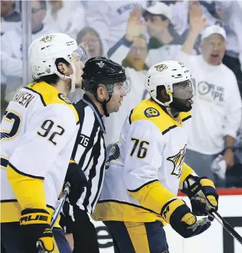  ??  ?? Winnipeg Jets fans have taken great glee in booing Predators defenceman P.K. Subban, but his philanthro­pic work in both Montreal and Nashville is deserving of applause.