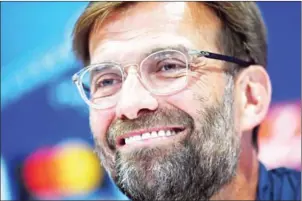  ?? AFP ?? Liverpool manager Jurgen Klopp holds a press conference at Anfield on Monday ahead of their Champions League final against Real Madrid in Kiev on Saturday night.