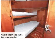  ??  ?? Guest cabin has bunk beds as standard