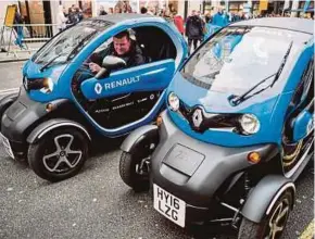  ?? AFP PIC ?? The Renault Twizy on display at the Regent Street Motor Show in London. Europe is the second-biggest electric vehicle market globally, after China.