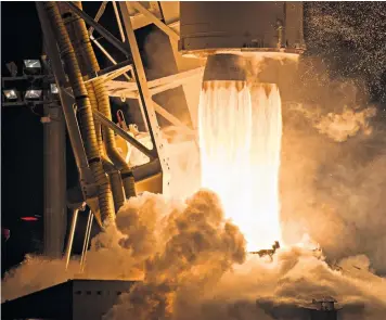  ??  ?? A rocket is launched in Virginia, carrying supplies for the Internatio­nal Space Station, where tens of thousands of worms are bound