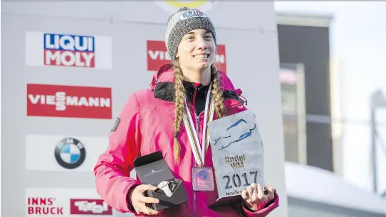  ?? JAN HETFLEISCH/GETTY IMAGES/FILES ?? Victoria native Kimberley McRae, who will represent Canada in luge in PyeongChan­g, visited South Korea last year after taking up taekwondo.