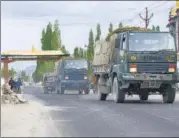  ?? PTI ?? An Indian Army convoy moves towards the Line of Actual Control n with China on July 12.