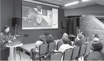  ?? Courtesy of KCCUK ?? Grace Koh, left, discusses “The Penguin Book of Korean Short Stories” with its editor Bruce Fulton during a Korean Literature Night event at the Korean Cultural Center U.K. in London, May 3.