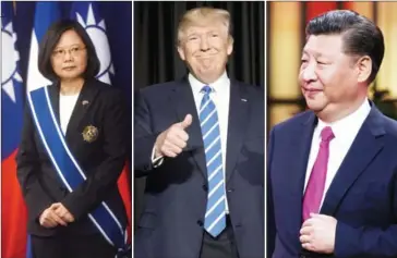 ?? AFP ?? Taiwan President Tsai Ing-wen, US President Donald Trump and China President Xi Jinping .