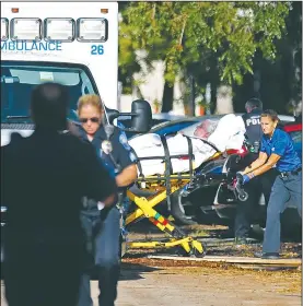  ?? AP/South Florida Sun-Sentinel/AMY BETH BENNETT ?? An emergency medical team moves a woman out of a nursing home in Hollywood, Fla., on Wednesday after the air conditioni­ng system failed. Eight people died and more than 100 had to be evacuated.