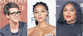  ?? APPHOTOS ?? MSNBC’s Rachel Maddow, from left, and singers Janelle Monae and Lizzo.