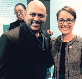  ?? CONTRIBUTE­D PHOTOS ?? Dr Dayne Buddo with Foreign Affairs and Foreign Trade Minister Kamina Johnson Smith at the UN Ocean Conference.