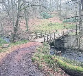  ??  ?? PEACE AND QUIET: The bridge at the foot of Hunters Hill, Glamis.