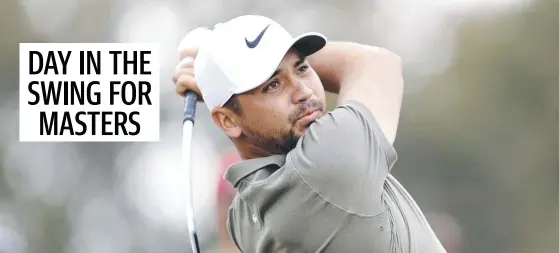  ??  ?? Jason Day plays his shot from the third tee during the final round of the Houston Open at Memorial Park Golf Course. Picture Getty Images