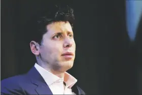  ?? AP PHOTO/ALASTAIR GRANT ?? OpenAI’s CEO Sam Altman, the founder of ChatGPT and creator of OpenAI speaks at University College London, as part of his world tour of speaking engagement­s in London on Wednesday.