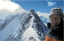  ?? PHOTO: SUPPLIED ?? Joe Nawalaniec pauses for a photo above 6000m on the northeast ridge of Kang Yatse.