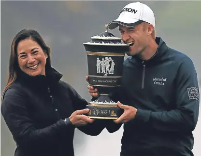  ??  ?? ■ Russell Knox had wife, Andrea, by his side after winning a WGC title in Shanghai two years ago.