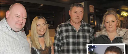  ??  ?? Tony and Pauline Guest, with Paul Boyce and Pauline Dolan at the table quiz in aid of the Daniel Boyce Cancer Fund held in Kennedy’s Bar. Pictured right, Daniel Boyce.