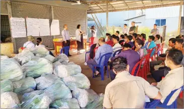  ?? HONG RAKSMEY ?? Asian Developmen­t Bank (ADB) country director Jyotsana Varma speaks with beneficiar­ies of the concrete canal in Sambo village in Kampong Cham province on December 7.