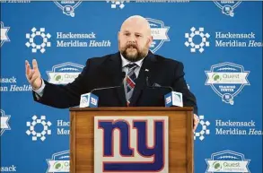  ?? John Minchillo / Associated Press ?? Giants new head coach Brian Daboll speaks during a news conference on Jan. 31 in East Rutherford, N.J.