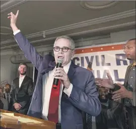  ?? Charles Fox Philadelph­ia Inquirer ?? LARRY KRASNER, seen after winning the election in November, has vowed to reform cash bail, treat drug addiction as a medical issue and protect immigrants.