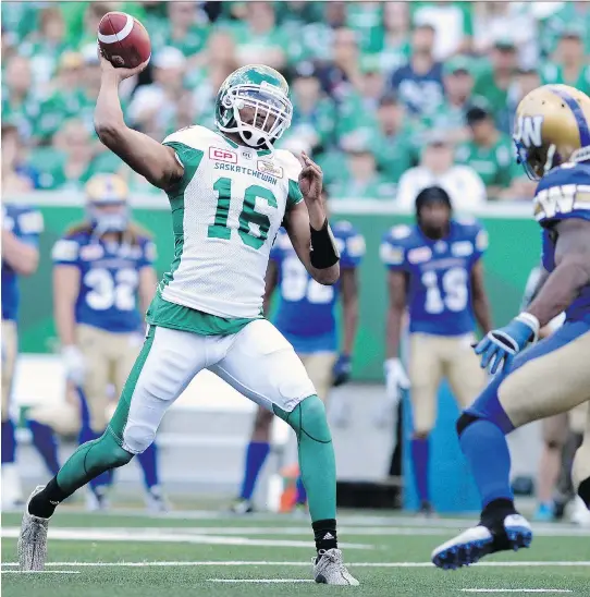  ?? MICHAEL BELL ?? Quarterbac­k Brandon Bridge completed 20 of 26 passes for 201 yards and a touchdown in pre-season action against the Blue Bombers.