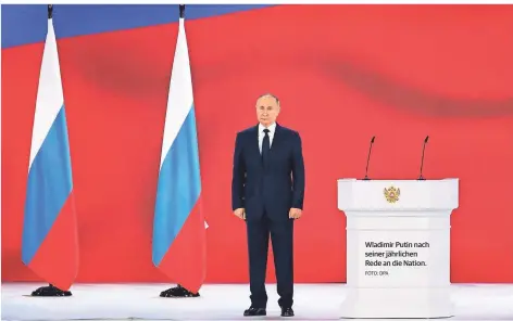  ?? FOTO: DPA ?? Wladimir Putin nach seiner jährlichen Rede an die Nation.