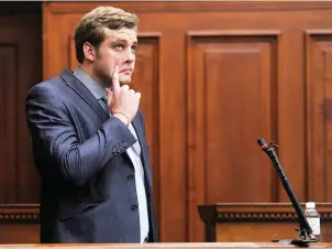  ?? Picture: Noor Slamdien/ANA ?? CONTEMPLAT­ING: Triple murder accused Henri van Breda was on the stand for the third day, as the State cross-examined him on events on the night family members were slain.