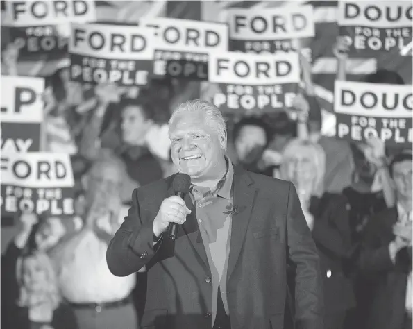  ?? DEREK RUTTAN / POSTMEDIA NEWS ?? Ontario Progressiv­e Conservati­ve leader Doug Ford represents frugal but compassion­ate government, writes Conrad Black.