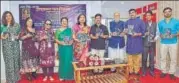  ?? DHEERAJ DHAWAN/HT PHOTO ?? ■
The Urdu version of book— ‘Stree Dasha Aur Disha’, penned by Abha Singh, president of RannSamar Foundation, being released at a function in Lucknow.