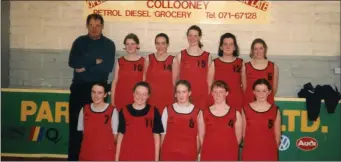  ??  ?? Pat O Meara ( R. I. P.) manager with the St. Feichins Girls Basketball team.