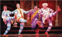  ?? ?? Actors (from left) Nathan Lane, Mark Linn-Baker, Ernie Sabella and Lewis J. Stadlen perform in “A Funny Thing Happened on the Way to the Forum” in 1996. The show, Sondheim’s first as a writer of both music and lyrics, turned into a Broadway smash in 1962.