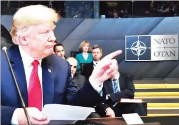  ?? EMMANUEL DUNAND/AFP ?? US President Donald Trump at a NATO summit in Brussels on July 11.