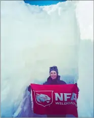  ?? PHOTO BY SARAH BERGEN ?? Ninth-grade NFA integrated science teacher Megan Frayne poses in the Greenlandi­c Ice Sheet.