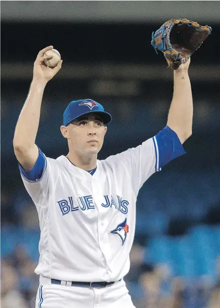  ?? — CP FILES ?? Problems with fingernail­s and blisters have contribute­d to a disastrous season for Blue Jays starter Aaron Sanchez. His challenge is to stay healthy in the second half of the campaign.