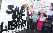  ??  ?? Children and parents protest to save Earlsdon Library from closure in 2015. It’s now at risk of closure again – just eight months after a group of volunteers stepped in to save it