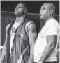  ?? Courtesy of Raphael Akpejiori ?? Raphael Akpejiori, left, works with trainer and former light-heavyweigh­t boxing champion Glen Johnson.