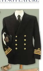  ??  ?? Right: A Royal Navy Commanders uniform showing the doublebrea­sted reefer style jacket with cold rank lace at the cuffs