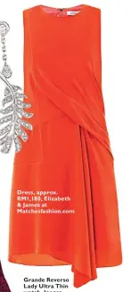  ??  ?? Dress, approx. RM1,180, Elizabeth & James at Matchesfas­hion.com Grande Reverso Lady Ultra Thin watch, JaegerLeCo­ultre