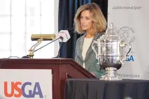  ?? JULIO CORTEZ/ASSOCIATED PRESS ?? Former USGA president Diana Murphy speaks during a media event at Trump National Golf Club on May 24, 2017. Murphy was only the second female president in the 128-year history of the USGA.