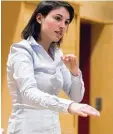  ?? Foto: Moritz Miller ?? Melanie Maria Warschum ist die neue Dirigentin beim Musikverei­n Zusamalt heim.