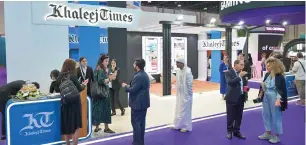  ?? — PHOTO BY RAHUL GAJJAR ?? The Khaleej Times stand saw a steady stream of visitors on Day-2 of the event.