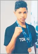  ?? TC310518TT ?? JUNIOR Muay Thai kickboxer Tokomaru Taylor pictured with his medals at the 2016 World Youth Championsh­ip kickboxing tournament held in Bangkok.