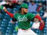  ?? ROSS D. FRANKLIN / AP ?? Cincinnati Reds pitcher Luis Castillo will make his second Opening
Day start for the Reds on April 1. In 2019, he held the Pirates to a run and two hits in 5⅔ innings.