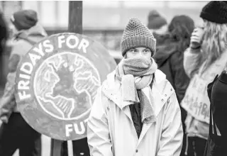  ?? AP ?? SWEDISH environmen­tal activist Greta Thunberg attends a climate strike arranged in late December by the organizati­on “Fridays For Future” outside the Swedish parliament Riksdagen in Stockholm.